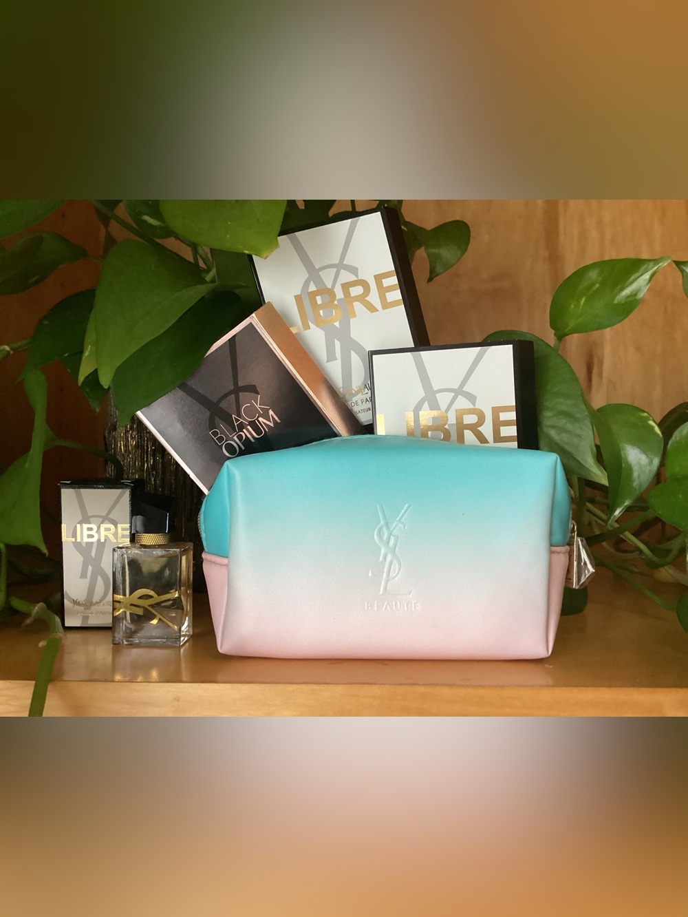 Yves Saint Laurent Gradient Cosmetic Pouch in Blue and Pink